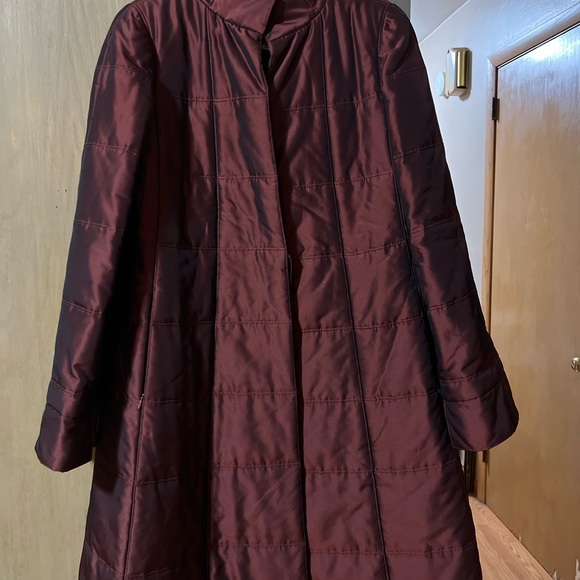 Chic Burgundy Quilted Coat - Picture 1 of 5